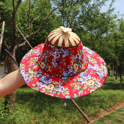 Bamboo Foldable Hand Fan Sun Hat Free Shipping