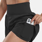 Pantaloni scurți de yoga 2 în 1 cu talie înaltă și buzunare laterale