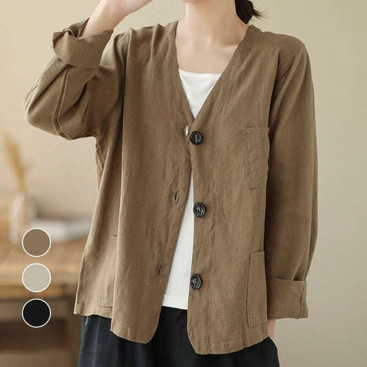 Casual cotton linen thin coat shirt