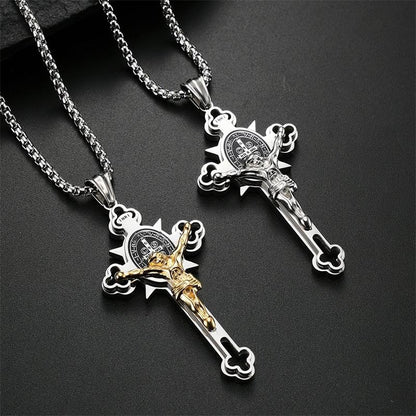 Benedict Protection Cross Power Pendant Necklace