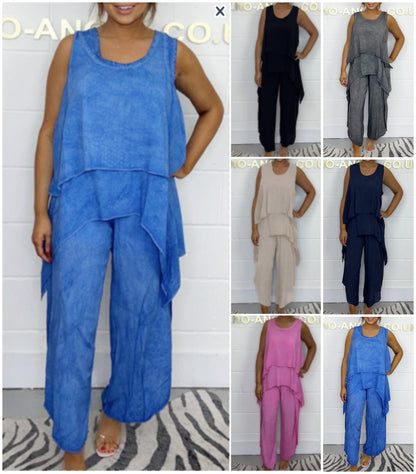 2025 Moda de vară vrac fără mâneci Top și pantaloni