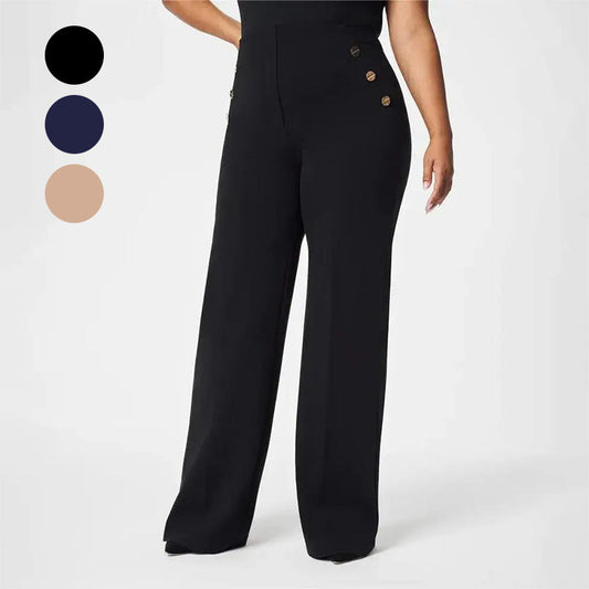 🔥Great Sale🔥Women's high-waisted, high-stretch, wide-leg trousers in large sizes