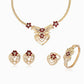 Elegant Ladies Red Flower Rhinestone Jewelry Set