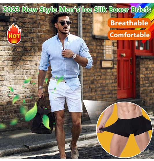 2023 New Style Men's lce Silk Boxer Briefs