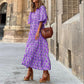 💖 Rochie Maxi Elegantă cu Mâneci Puff și Imprimat Floral pentru Femei