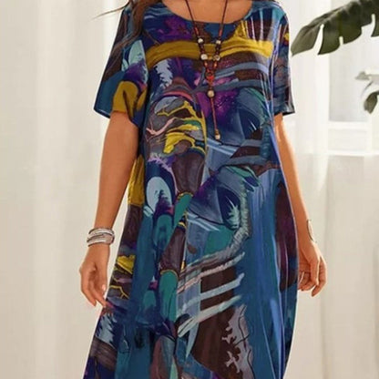 👗 Rochie fluidă în culori tropicale strălucitoare
