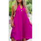 Rochie fără mâneci cu decolteu în V și nasturi