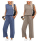 👗 Femeii vrac Top + pantaloni Set din două piese 🌿