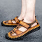 Bărbați respirabil tricot & Faux piele patchwork non-alunecare sandale amortizate