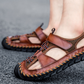 Bărbați respirabil tricot & Faux piele patchwork non-alunecare sandale amortizate
