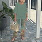 💖Set pantaloni imprimați și top cu gât rotund pentru femei