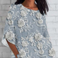 ✨Tricou lejer cu mâneci 3/4 cu imprimeu floral 3D