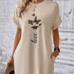 🔥 Rochie casual cu gât rotund și fluturi brodați