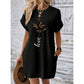🔥 Rochie casual cu gât rotund și fluturi brodați