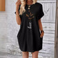 🔥 Rochie casual cu gât rotund și fluturi brodați
