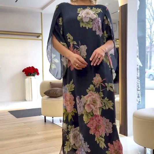 ✨Rochie lungă imprimată cu gât rotund elegant pentru femei👗