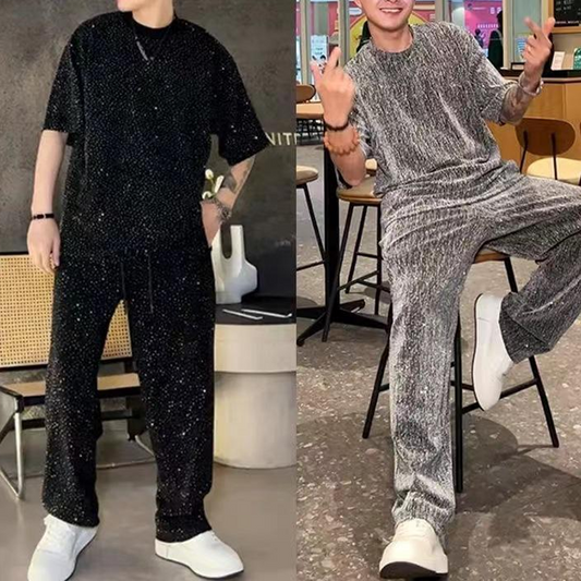 💖 Design nou pentru 2025 ✨Set din două piese pentru bărbați: tricou cu mâneci scurte și pantaloni largi