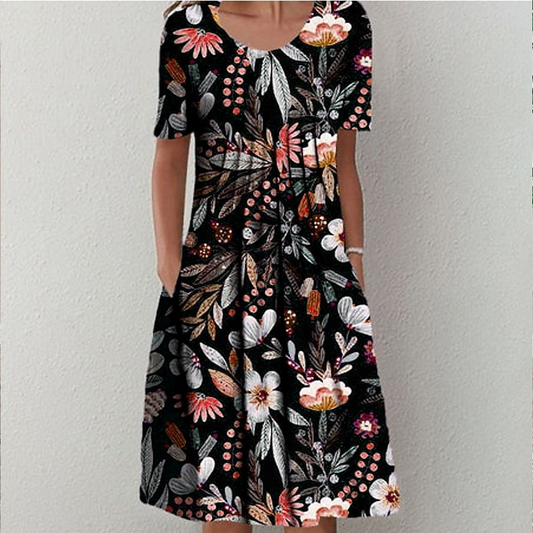 🏵️Rochie elegantă cu imprimeu floral și buzunare